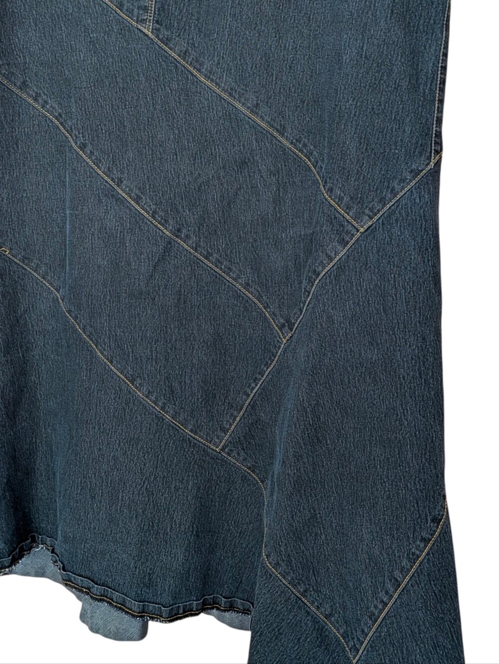 Bisou Bisou Dark Indigo Panelled Denim Maxi Skirt 16W Country Bohemian Patchwork - Picture 3 of 6